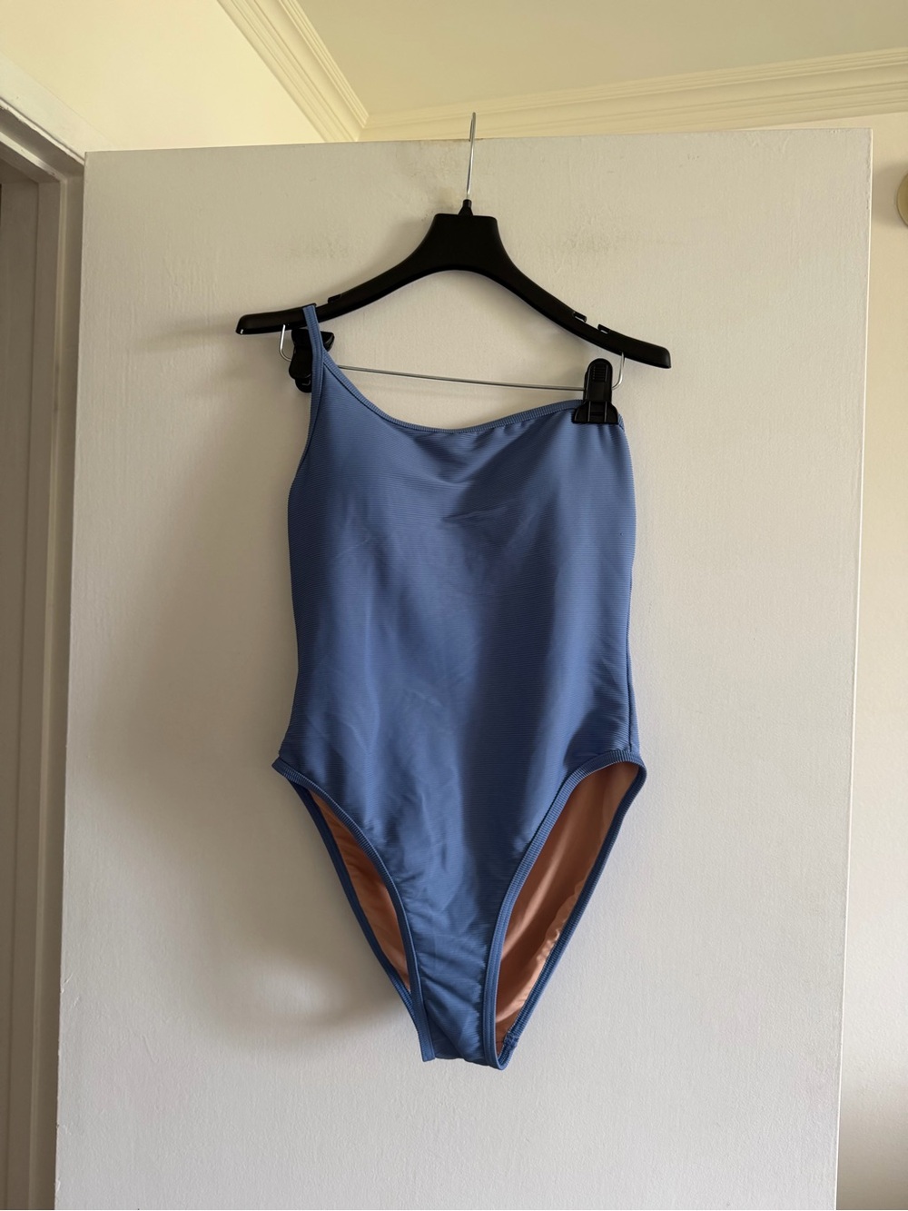 J Crew Light Blue Women's Ribbed One Strap One-Piece Swimsuit size 8 EUC - Picture 3 of 8